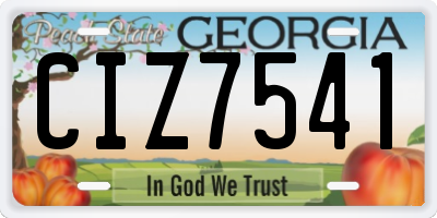 GA license plate CIZ7541