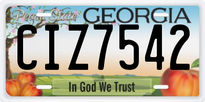 GA license plate CIZ7542