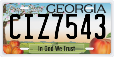 GA license plate CIZ7543