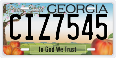 GA license plate CIZ7545
