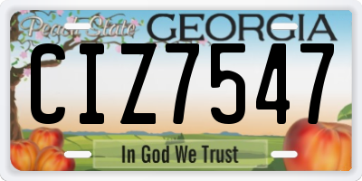GA license plate CIZ7547