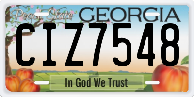 GA license plate CIZ7548