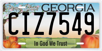 GA license plate CIZ7549