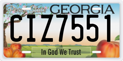 GA license plate CIZ7551