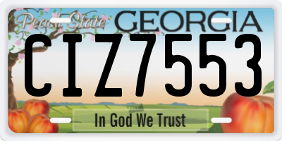 GA license plate CIZ7553