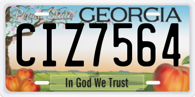 GA license plate CIZ7564