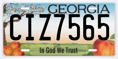 GA license plate CIZ7565