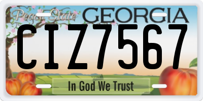 GA license plate CIZ7567