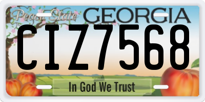 GA license plate CIZ7568