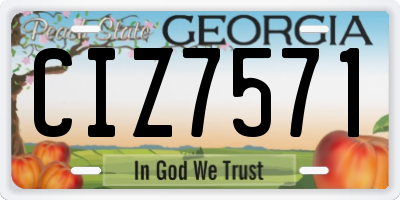 GA license plate CIZ7571