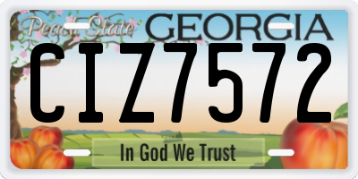 GA license plate CIZ7572