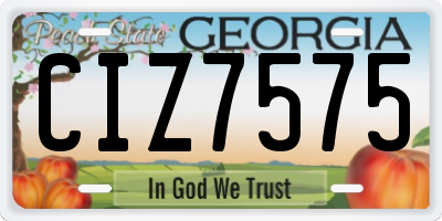 GA license plate CIZ7575