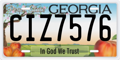 GA license plate CIZ7576