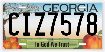 GA license plate CIZ7578
