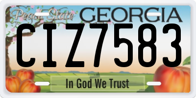 GA license plate CIZ7583