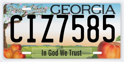 GA license plate CIZ7585