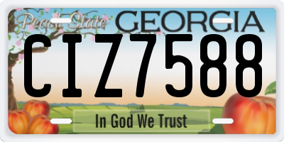 GA license plate CIZ7588