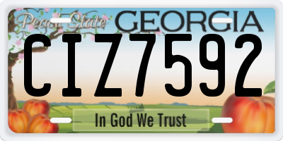 GA license plate CIZ7592