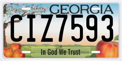 GA license plate CIZ7593