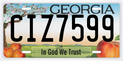 GA license plate CIZ7599