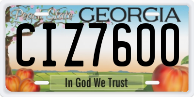 GA license plate CIZ7600