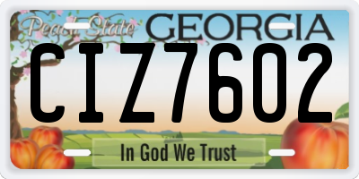 GA license plate CIZ7602