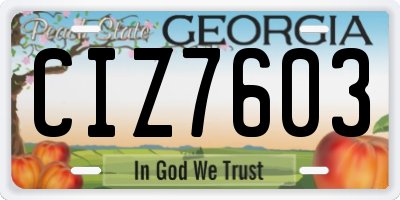 GA license plate CIZ7603