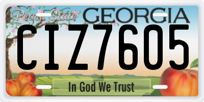 GA license plate CIZ7605