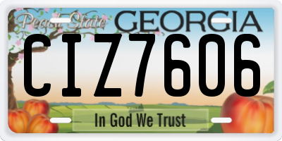 GA license plate CIZ7606