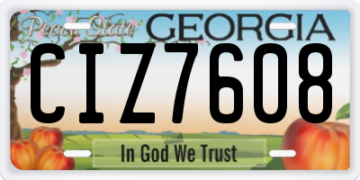 GA license plate CIZ7608