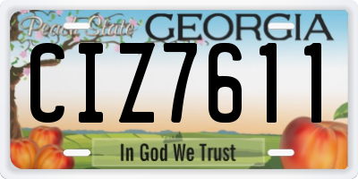 GA license plate CIZ7611