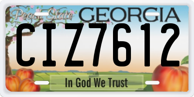 GA license plate CIZ7612