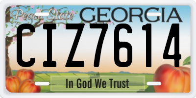 GA license plate CIZ7614