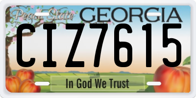 GA license plate CIZ7615
