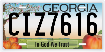 GA license plate CIZ7616