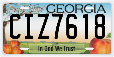 GA license plate CIZ7618