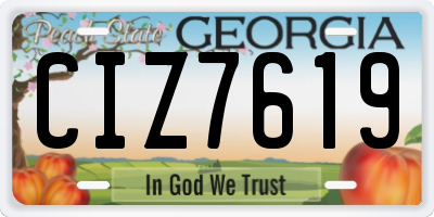 GA license plate CIZ7619