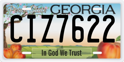 GA license plate CIZ7622