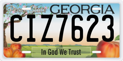 GA license plate CIZ7623
