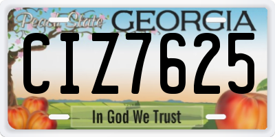 GA license plate CIZ7625