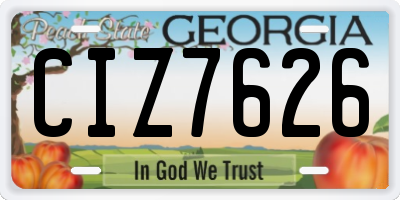 GA license plate CIZ7626