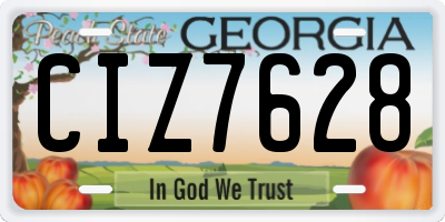 GA license plate CIZ7628