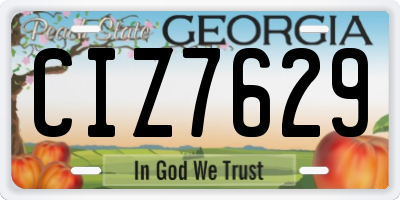 GA license plate CIZ7629