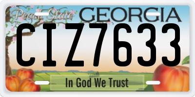 GA license plate CIZ7633