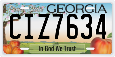 GA license plate CIZ7634