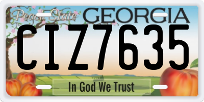 GA license plate CIZ7635
