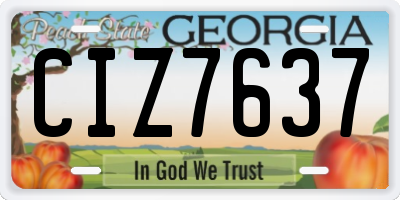 GA license plate CIZ7637