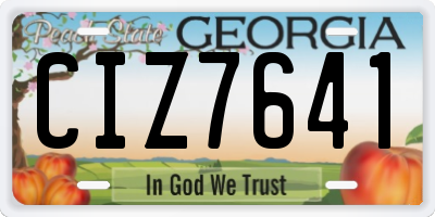 GA license plate CIZ7641