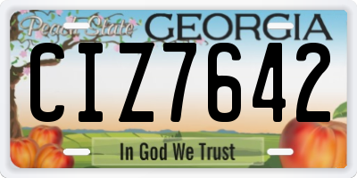 GA license plate CIZ7642
