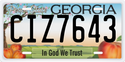 GA license plate CIZ7643